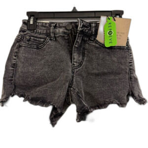 Black Jean Shorts with Distressed Raw-Edge Hem NWT